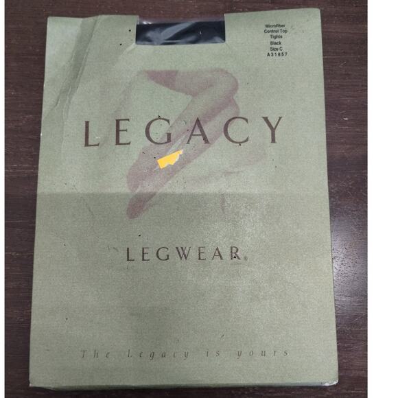 NEW Legacy Legwear Women's Size C Black Microfiber Control Top Tights Pantyhose - Picture 1 of 2
